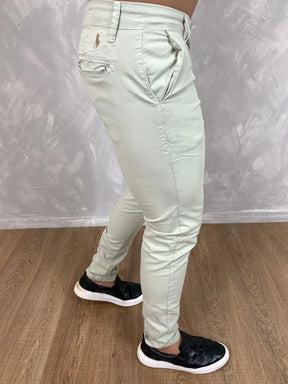 Calça Sarja Masculina Ralph Alfaiataria Premium com Elástano Cor Creme