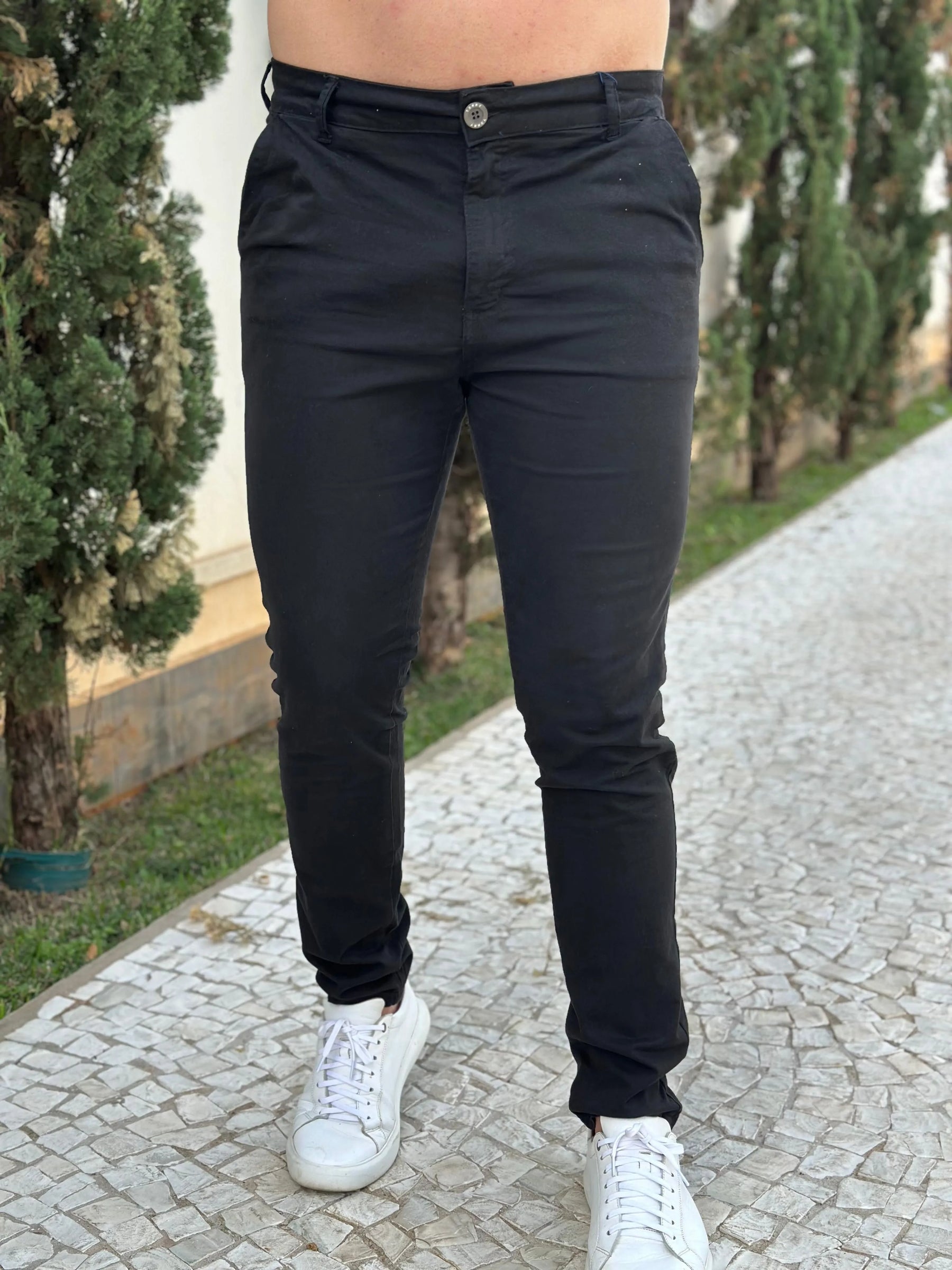 Calça Sarja Masculina Ralph Alfaiataria Premium com Elástano Cor Preta