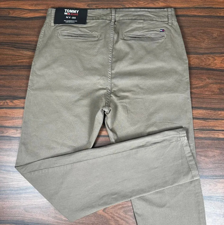 Calça Sarja Masculina Ralph Alfaiataria Premium com Elastano Cor Caqui