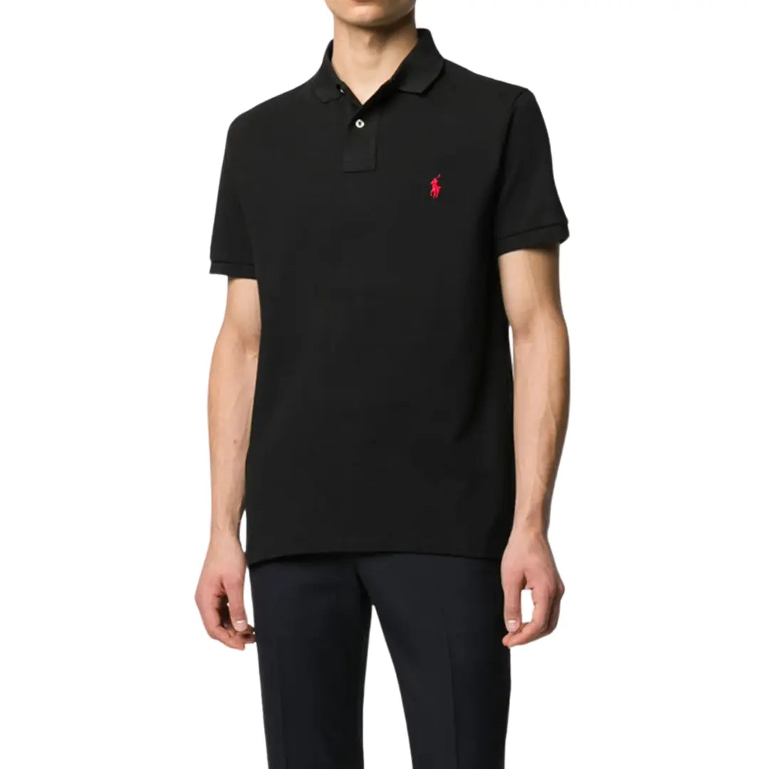 Camisa Polo R.L Masculina Custom Fit Cor Preta