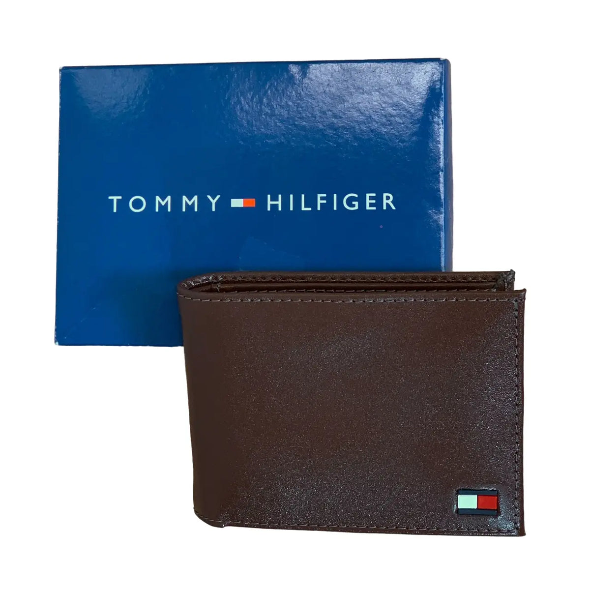 Carteira Tommy Masculina Couro Wallet Café