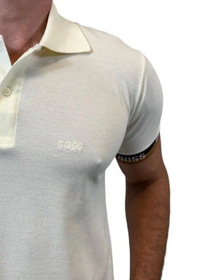 Camisa Masculina Polo Hugo Branca/ Cáqui