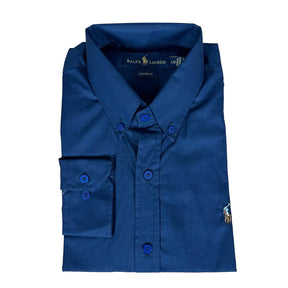 Camisa PRL Masculina Regular Fit Algodão Azul