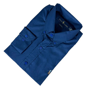 Camisa PRL Masculina Regular Fit Algodão Azul