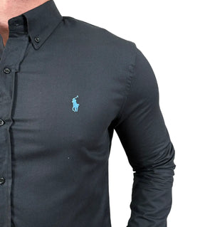 Camisa PRL Masculina Regular Fit Algodão Preta