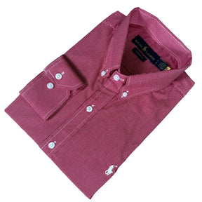 Camisa PRL Masculina Regular Fit Algodão Quadriculada Vermelha
