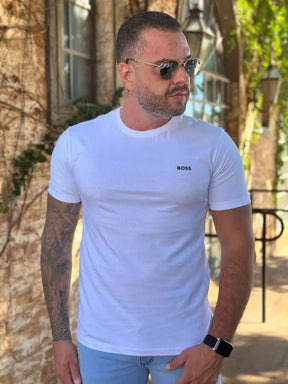 Camiseta Masculina Manga Curta Cor Branca em Seda Pima