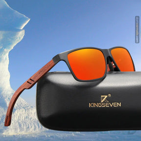 Óculos de Sol Masculino KingSeven Armação Vintage Madeira B5507