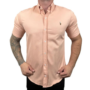 Camisa PRL Masculina Manga Curta Sarja Salmão