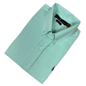 Camisa PRL Masculina Manga Curta Sarja Verde Claro