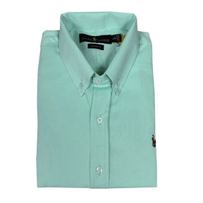 Camisa PRL Masculina Manga Curta Sarja Verde Claro