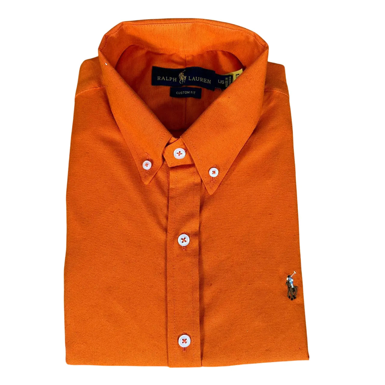 Camisa PRL Masculina Manga Curta Tricoline Laranja