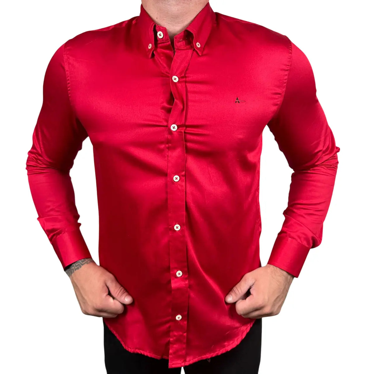 Camisa Aramis Custom Fit Tricoline Cor Vermelha