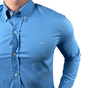 Camisa Ellus Custom Fit Tricoline Cor Azul