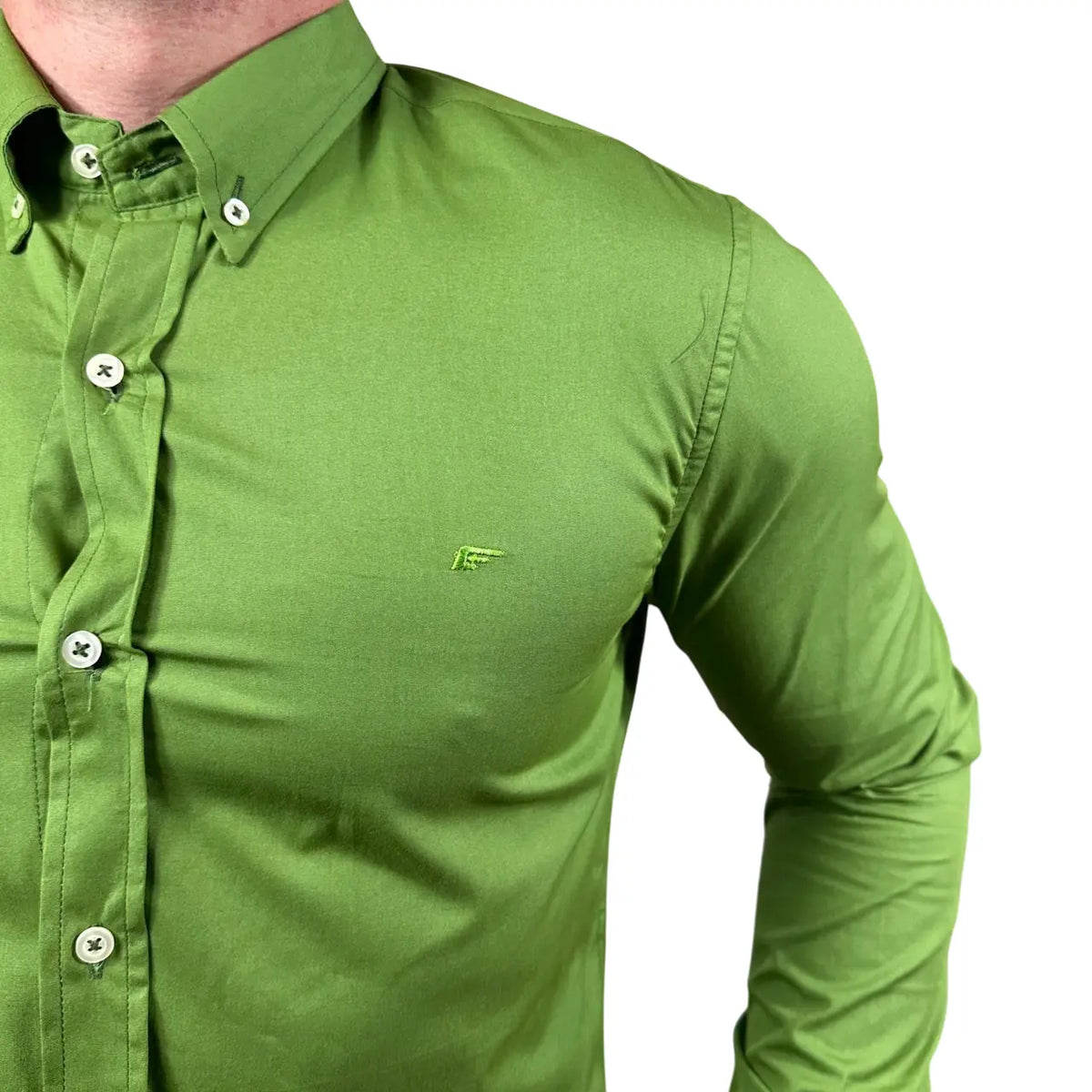 Camisa Ellus Custom Fit Tricoline Cor Verde