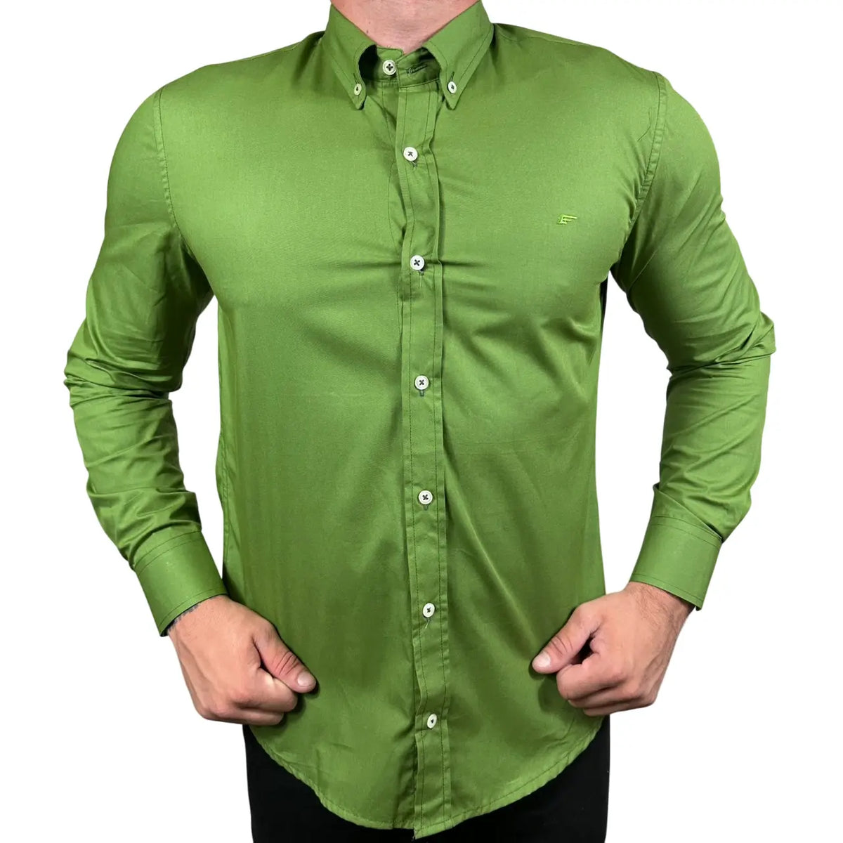 Camisa Ellus Custom Fit Tricoline Cor Verde