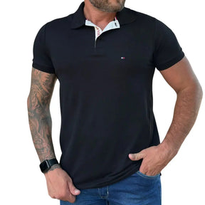 Camisa Polo Masculina Custom Fit T. Hilfiger Cor Preta