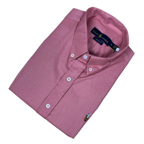 Camisa PRL Masculina Manga Curta Sarja Salmão Escuro
