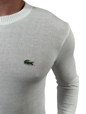 Suéter Masculino Monocromático Branco LCT com Gola Redonda em Poliéster