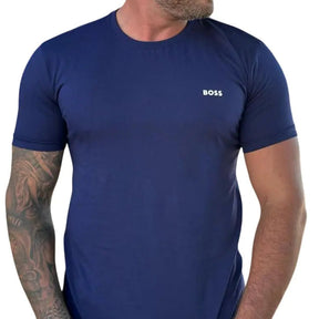Camiseta Masculina Manga Curta Cor Azul Marinho em Seda Pima