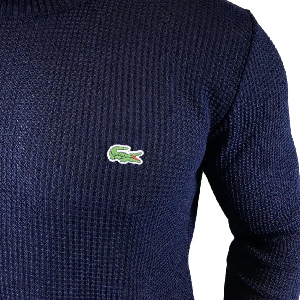 Suéter Masculino Monocromático Azul com Gola Redonda em Poliéster
