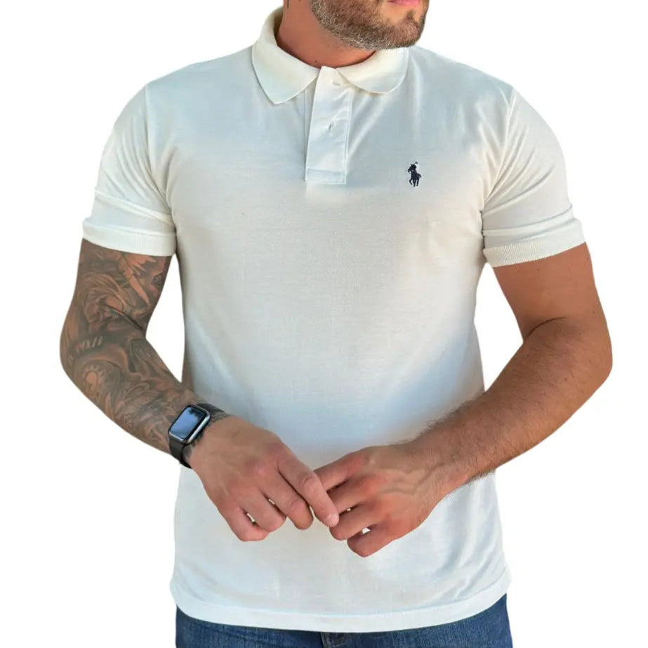 Camisa Polo Masculina Regular Fit Cor Branca Off White