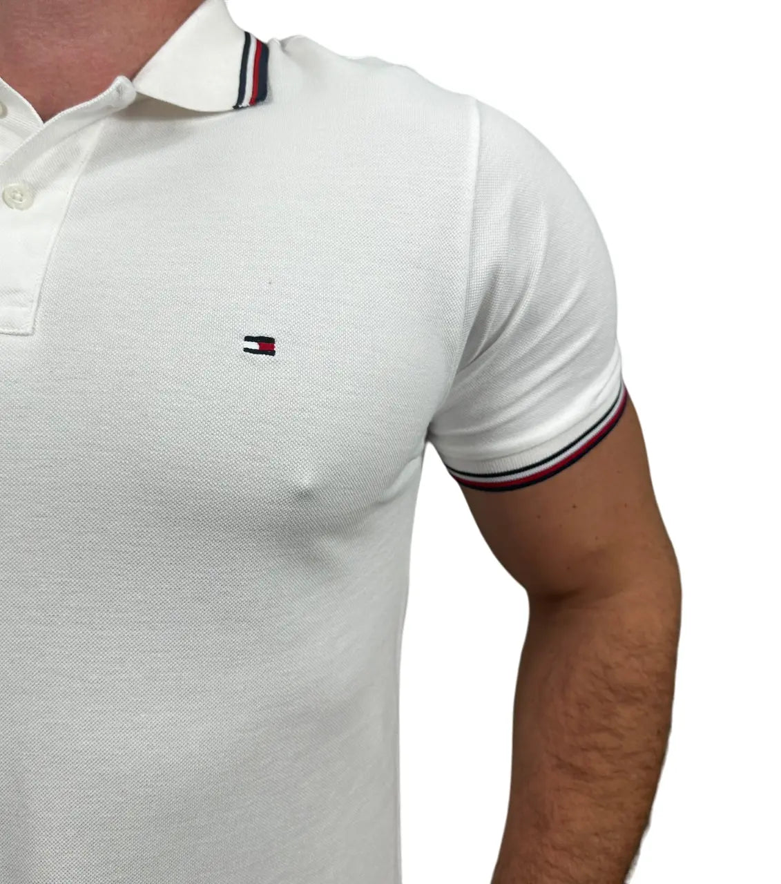 Camisa Polo T. Hilfiger Custom Fit Cor Branca