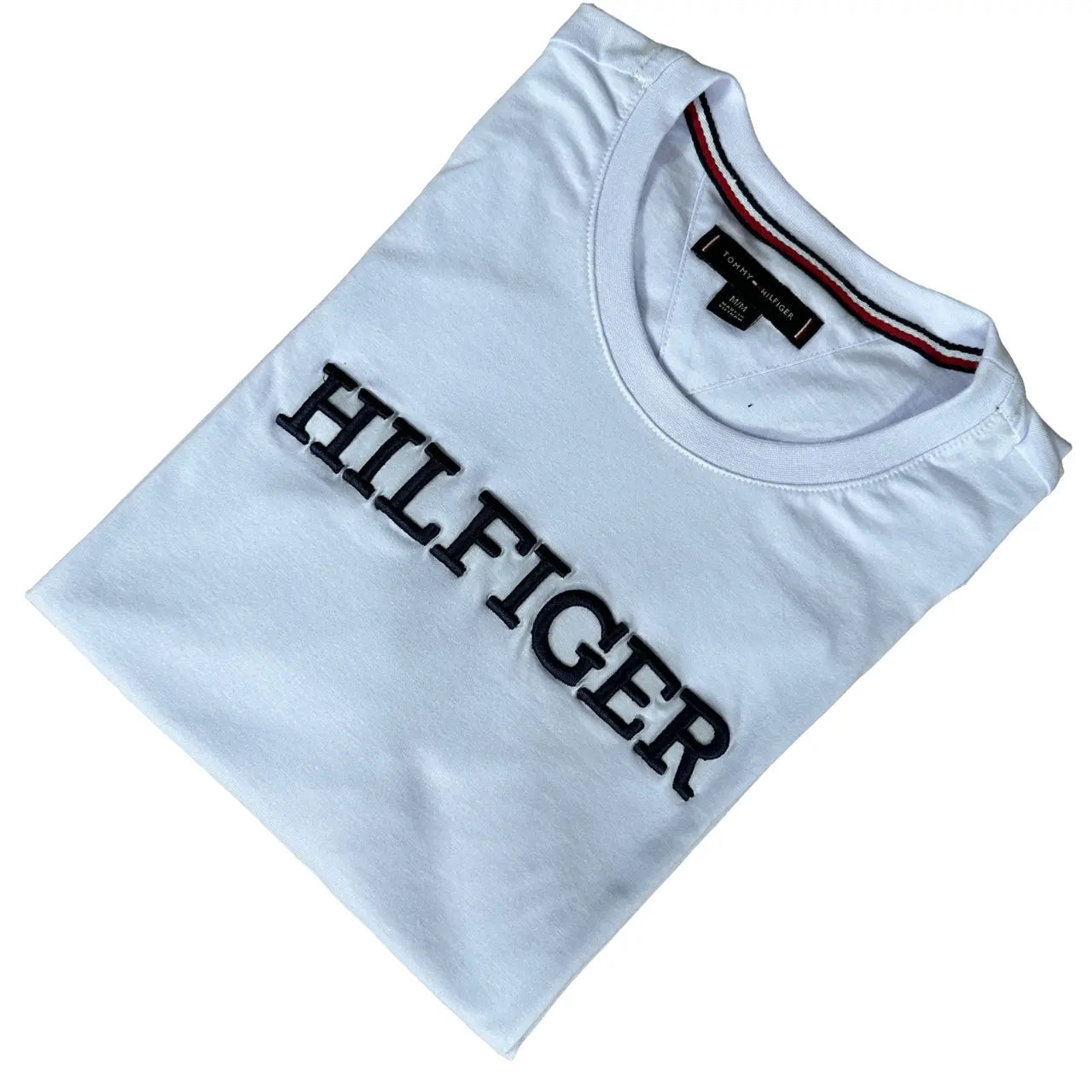 Camiseta T. Hilfiger Masculina Manga Curta Cor Branca