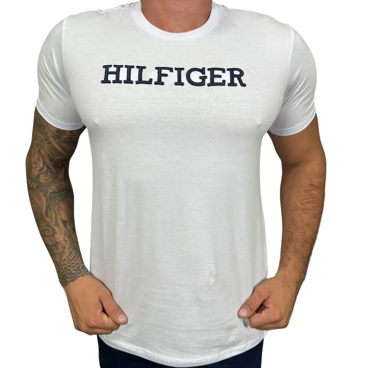 Camiseta T. Hilfiger Masculina Manga Curta Cor Branca