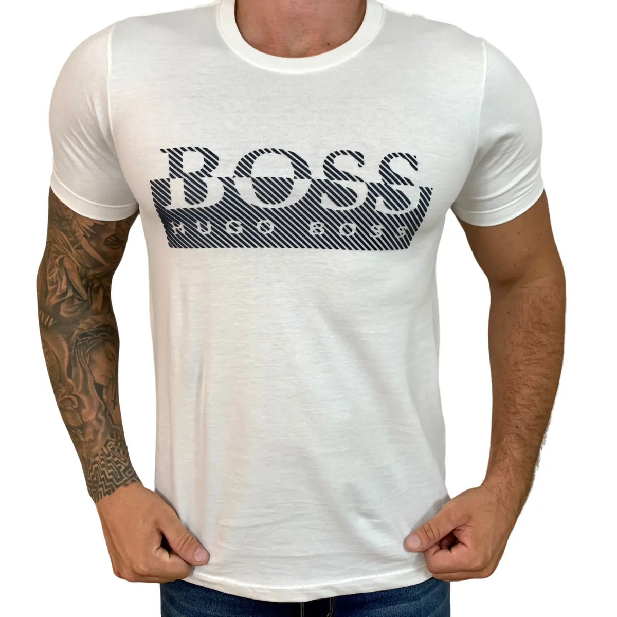 Camiseta Boss Masculina Manga Curta Cor Branca