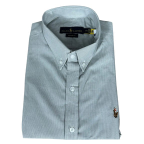 Camisa PRL Masculina Manga Curta Tricoline Cinza Micro Xadrez