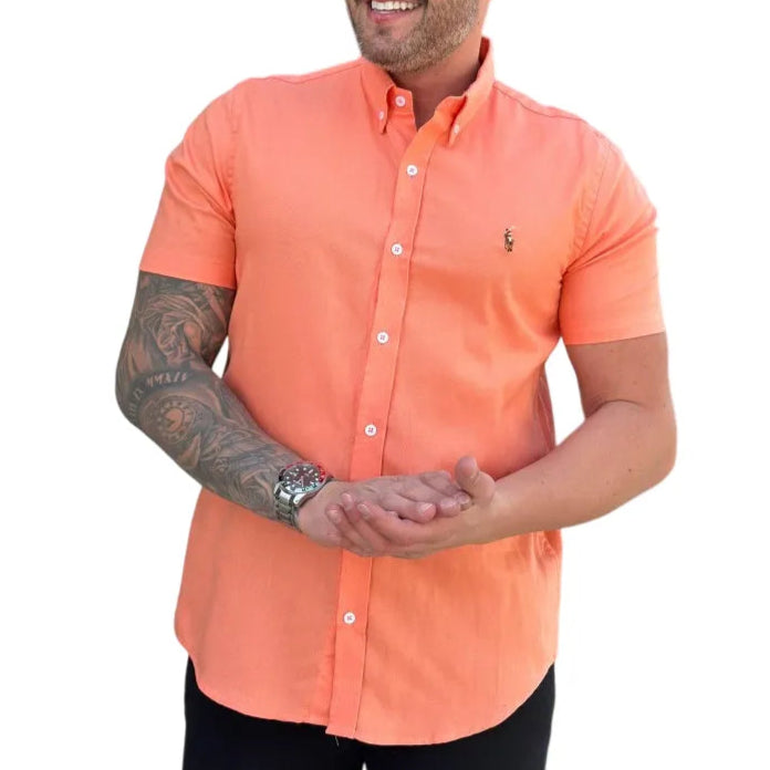 Camisa Masculina Manga Curta PRL Oxford Salmão