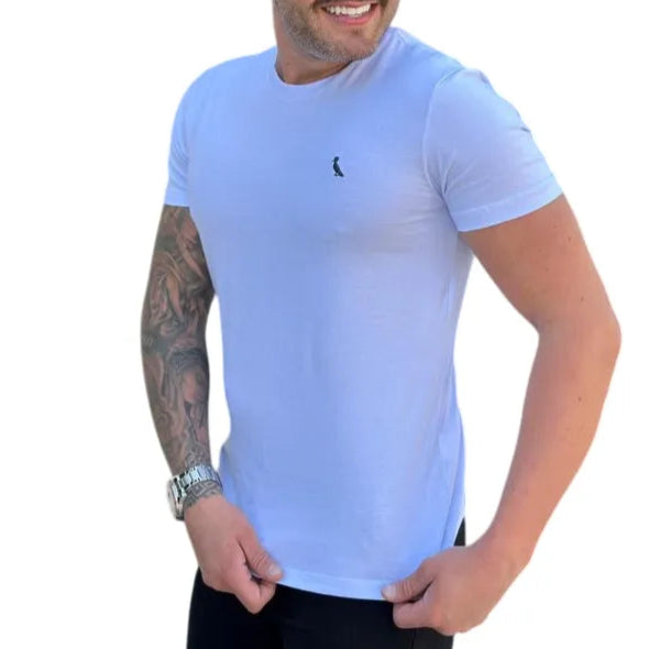 Camiseta Masculina Regular Fit Algodão com Elastano Cor Branca
