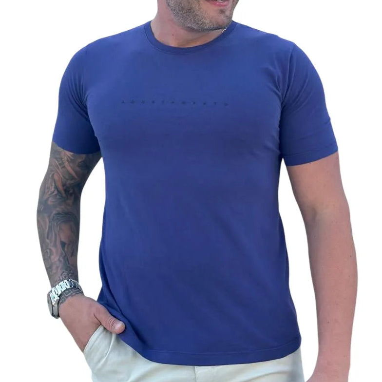 Camiseta Masculina Regular Fit Algodão com Elastano Cor Roxa
