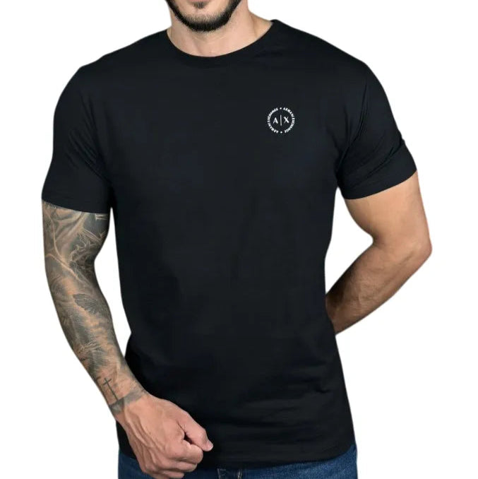Camiseta Masculina Manga Curta Cor Preta em Seda Pima