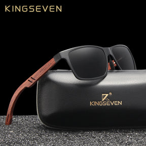 Óculos de Sol Masculino KingSeven Armação Vintage Madeira B5507